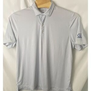 Johnnie‎ O Golf Polo White Blue Stripes Performance Shirt Greenbrier Resort XL